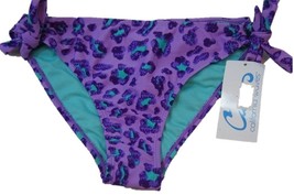 California Waves Purple Leopard Animal Print Bikini Bathing Suit Bottom Small - £6.41 GBP