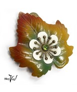Vintage Enameled Metal Fall Leaf Scarf, Shawl, Coat Clip Pin Brooch - He... - £23.23 GBP