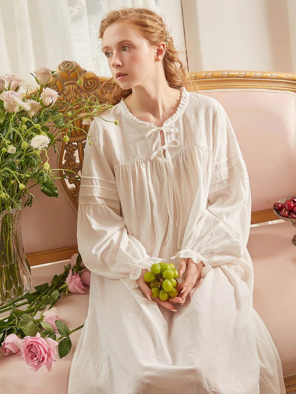 Long Vintage Victorian Cotton nightgown|Vintage nightgown|Chemise Edwardian Nigh