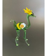 Vintage Murano Art Glass Deer Sculpture Yellow &amp; Green Miniature - £30.81 GBP