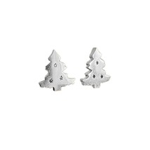 14K Bañado en Oro Blanco Plata Maciza Seasonal Árbol Tuerca Pendientes Mujer Día - £23.81 GBP