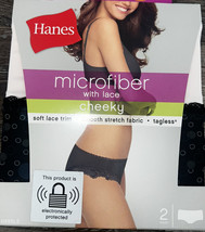 Hanes 2-Pair Womens Cheeky Underwear Panties Polyester Blend Stretch (A) ~ L/7 - £10.38 GBP