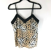 Shady Lady Womens Camisole Top Leopard Print V Neck Black Beige Size S - £10.02 GBP