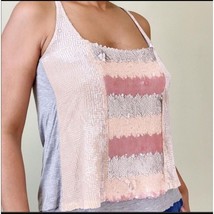 ANTHROPOLOGIE Shirt Marianne Sequin Velvet Sleeveless Cami Top Designer - $32.73