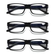 3 PK Mens Unisex Blue Light Blocking Reading Glasses Black Spring Hinge Readers - £8.21 GBP