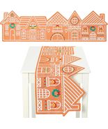 Christmas Gingerbread Village Table Runner 14x48 Inch Embroidered Ginger... - $22.99