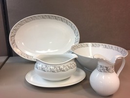 Lot of 4 Pieces of Seltmann Weiden Bavaria Pattern 31675 Gray Scroll &amp; L... - £150.71 GBP