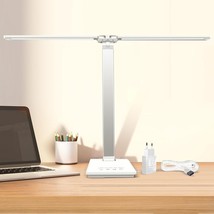 Desk Lamp Dimmable Table Lamp Foldable Reading Lamp Double Swing Arm Desk Light - £13.91 GBP