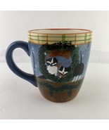 Oneida Fiddlestix 16-oz Earthenware Mug Cat Cats Christmas Holiday Hand ... - $10.22