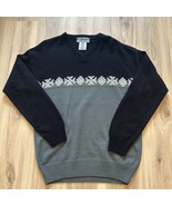 Vintage Untied Brand 100% Acrylic Sweater Holiday Ugly Grandpa Size L Bl... - $41.01 CAD