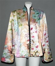 MESMERIZE Colorful Floral Print 11-Button Front Mandarin Lined Jacket Wm&#39;s XL - $38.99