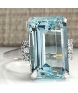 BRAND NEW 10.5 CT Aquamarine Ring~Sz 8.5~925 Sterling~W/Gift Bag &amp; Free ... - $540.28 MXN