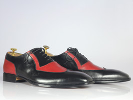 Handmade Men&#39;s Black Red Wing Tip Leather Formal Shoes, Men Designer Dre... - £115.89 GBP+