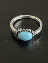 Boho Turquoise Stone S925 Sterling Silver Statement Woman Ring Size 6.5 - £10.12 GBP