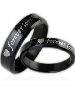 Black Tungsten Carbide Forever Love Wedding Band Ring - Price for one ri... - £31.92 GBP