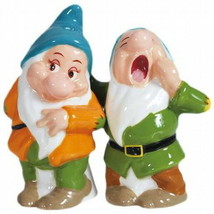 Snow White&#39;s Bashful and Sleepy Ceramic Salt and Pepper Shakers Set, NEW... - $29.02
