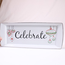 Food Network CELEBRATE Bread And Cheese Serving Tray Christmas White Bla... - $8.79
