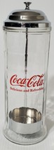 Vintage Coca Cola Glass Straw Dispenser Jar Holder 1992 Diner Decor - €10,94 EUR