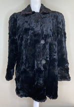 Women’s Vintage Long Sleeve Button Up Fur Coat Size S  Black HG - £63.38 GBP