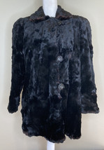 Women’s Vintage Long Sleeve Button Up Fur Coat Size S  Black HG - £59.27 GBP