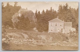 RPPC Ocean Point Maine Water Front Home Large Boulder Cliff 1913 ME Postcard B33 - $19.95