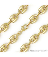 9.4mm Puff Mariner Gucci Link 925 Sterling Silver 14k Gold-Plated Chain ... - £90.07 GBP+