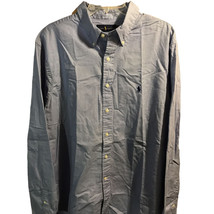 Ralph Lauren Men’s 18 46 Blue Check Long Sleeve Button Down Cotton Shirt - $24.75