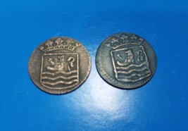 2 Pcs 1747 - 1748 Dutch Netherlands Colonial Voc Duit New York Penny Coi... - £14.49 GBP
