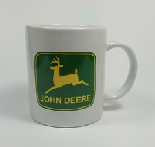 John Deere Coffee Mug Gibson Green Yellow Deer Ceramic White 12 oz - $6.93