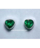 Emerald Earrings, Genuine Emerald Earrings, Green Emerald Earrings, Gree... - £117.36 GBP