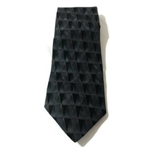 NEW Gianfranco Ruffini Mens Black Geometric Print Triangle Silk Tie - £9.72 GBP