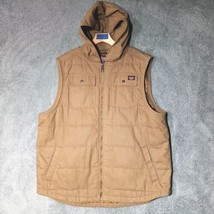 Wrangler Workwear Vest Men&#39;s XL Brown Hooded Insulated Canvas Pockets Have Holes - $18.70