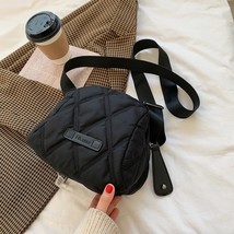 Lattice Pattern Winter Shell Bag For Women 2021 Space Cotton Handbag Feather Pad - £18.46 GBP