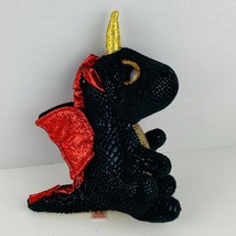 Ty Beanie Boos The Black Dragon Red Wings & Gold Horn Fantasy Plush Animal 2021 - £14.11 GBP
