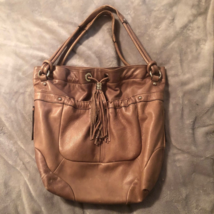 B. Makowsky Leather Slouch Handbag 14X16, Taupe - £46.70 GBP