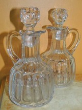 EAPG Model Flint Glass Cruets 6.5&quot; R.N pattern antique panel bullseye ha... - £45.99 GBP