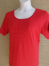 Being Casual Ribbed Cotton Blend Buttoned Pleated Front Top 2X Red - £8.22 GBP