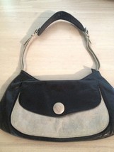 Sabina New York Women&#39;s Handbag Black And Bone Leather Handbag - $29.70