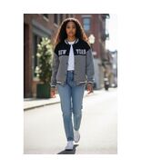 B Free New York Varsity Bomber Jacket Womens XL Gray Black Collegiate At... - $26.18