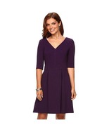 New Chaps Women&#39;s Textured Fit &amp; Flare Dress Beetroot Variety Sizes - £44.94 GBP