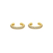 KEYOUNUO Gold Filled Hoop Drop Earrings Set for Women Ear Cuff Blue Zircon Ename - £10.50 GBP