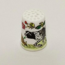 Cat or Dog Waling in the Grass Thimble Ceramic Sewing Vintage 1&quot; - $14.99