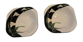 Sango Quadrille Black Lilies 5101 Salad Bowls (2) Floral Semi-Porcelain ... - $15.83