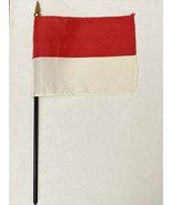 New Indonesia Mini Desk Flag - Black Wood Stick Gold Top 4” X 6” - $6.81 CAD
