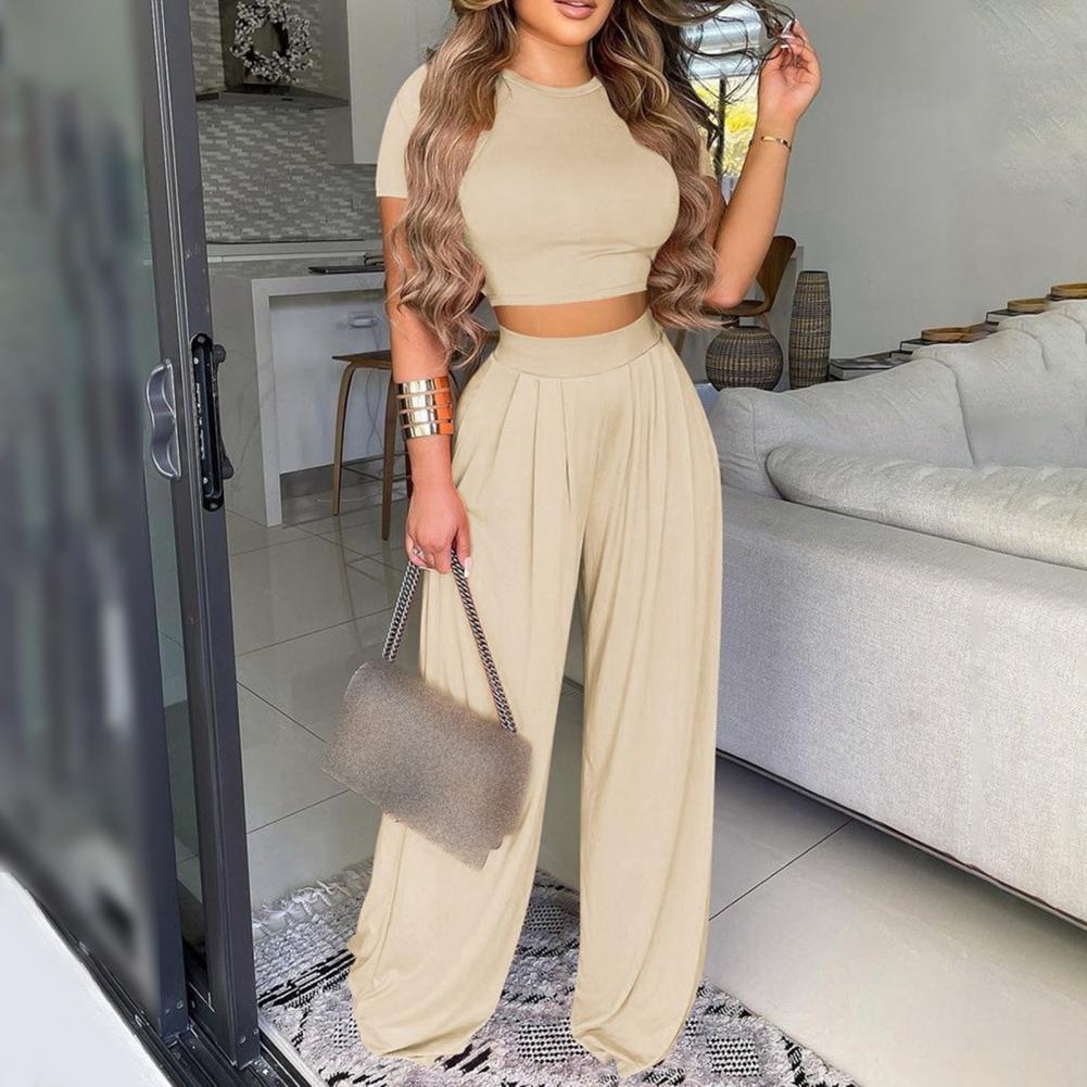 O-neck  Elegant Sexy Wide-Leg Cropped Blouse - $29.95