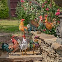 Zaer Ltd. 21&quot; Tall Galvanized Iron Rooster Garden Figurines in Assorted ... - $109.95+