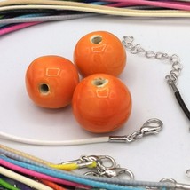 Round Macrame Bead Ceramic, Set Of 3 Unique Handmade Clay Components For Jewelry - £9.48 GBP