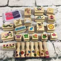 Melissa &amp; Doug Rubber Stamps Lot Of 26 Ink Pad Animals Fairies Bugs Larg... - £15.49 GBP