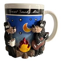 Vintage Great Smoky Mountains Black Bear Campfire 3D Souvenir Mug - $22.50