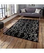 Area Rugs 8&#39; x 10&#39; Lunar White/Black Hand Tufted Soft Wool Blend Carpet - £537.73 GBP